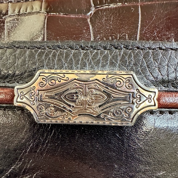 Brighton Leather Handbag with Front Zip Organizer Black/Brown Vintage Bag - Picture 12 of 12